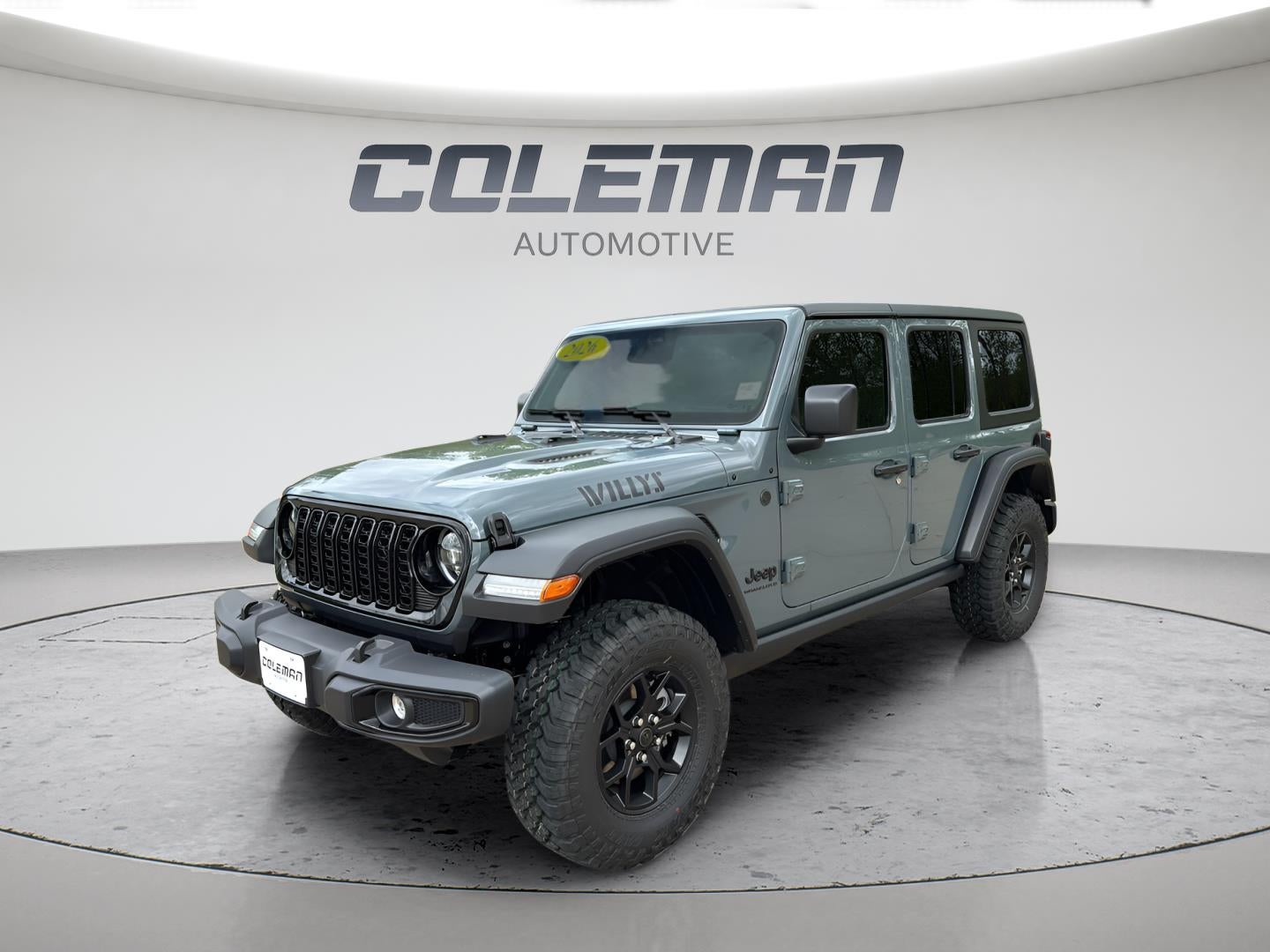 2026 Jeep Wrangler WRANGLER 4-DOOR WILLYS in Anvil Clear-Coat Exterior Paint — front three-quarter view